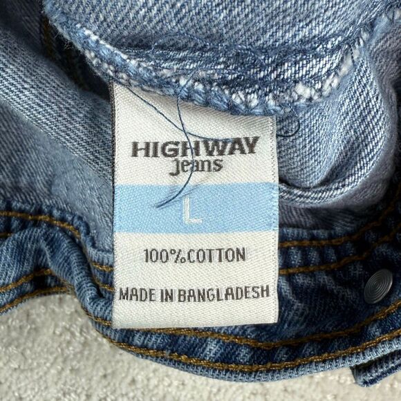 Highway Jeans Denim Jacket Destroyed Button Up Medium Blue - Juniors US L - Picture 10 of 11